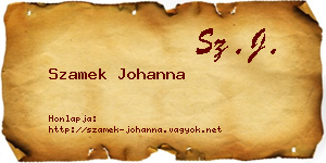 Szamek Johanna névjegykártya
